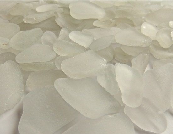White beach gems TWO POUNDS rough and frosty Sea glass supplies. White sea glass for jewelry, crafts, home decor - wedding decor