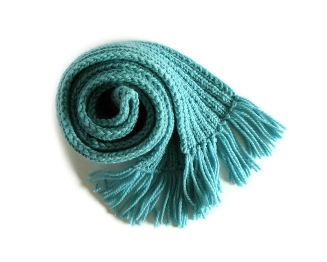 Chunky Scarf Knitted in Robin Egg Blue Merino Wool