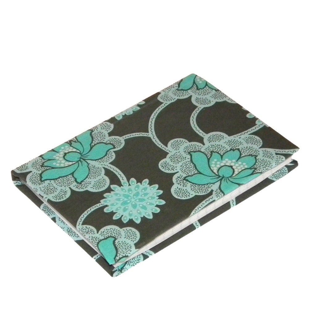 A6 lined Grey and Teal Daisy Chain Flower Notebook
