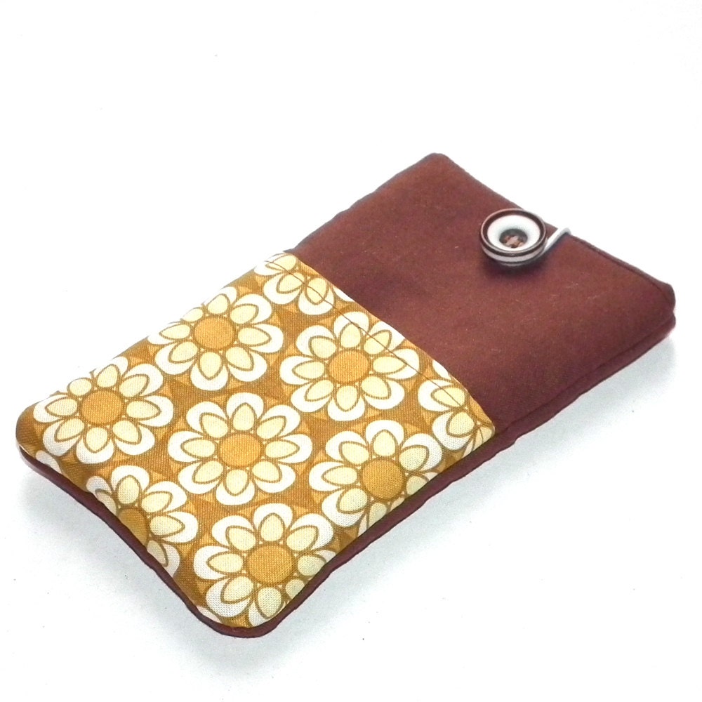 Autumn Daisy iPhone pouch with pocket for key, bank card, cash, etc