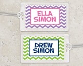 Kids Bag Tag Luggage Tag - Chevron Zig Zag - Pick your own colors