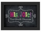 Custom Framed Teacher Name Sign Board Personalized Letters Class School Gift Classroom Decor Chalkboard Wall Art Door Hanger