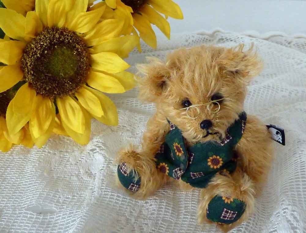 Artist Miniature OOAK Teddy Bear, 5" Sonny, by Custom Teddys