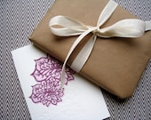 Letterpress Notecard Set - purple dahlia (set of 6)