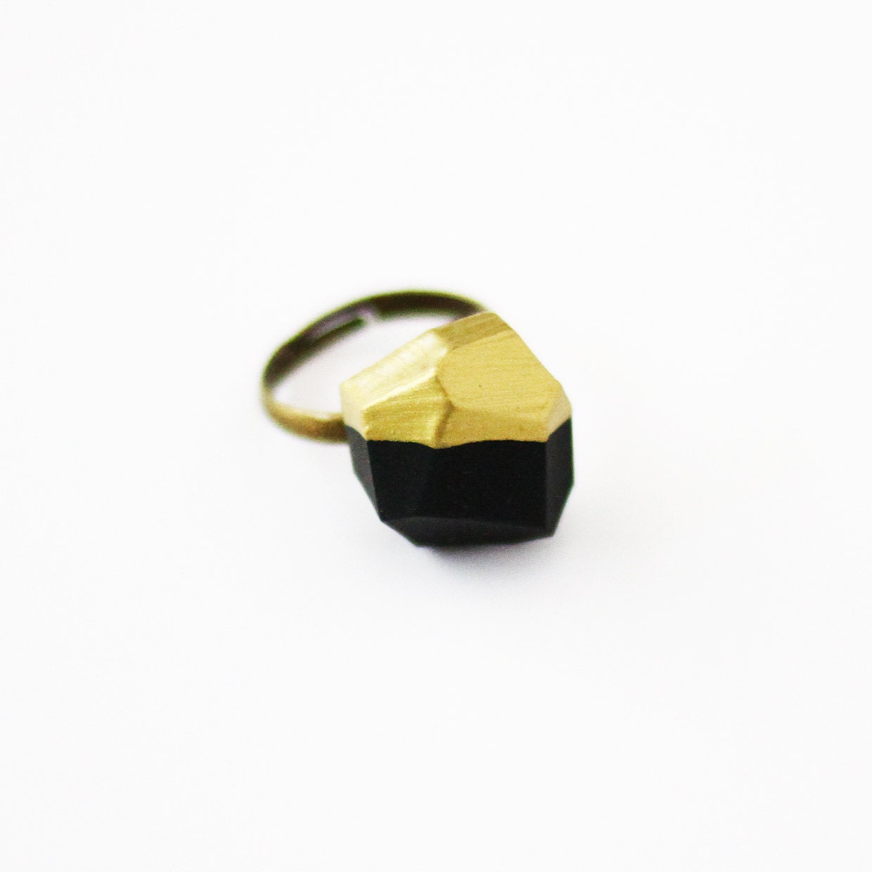 pale pink OR black gold dipped geo ring
