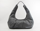Waxed Canvas Feminine Hobo Bag in Charcoal