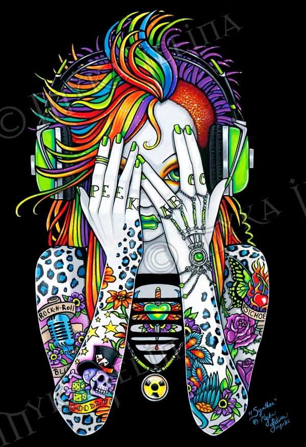 Synthea Psytrance Peek A Boo Tattoo Fairy Signed 13 X 19 inch Print