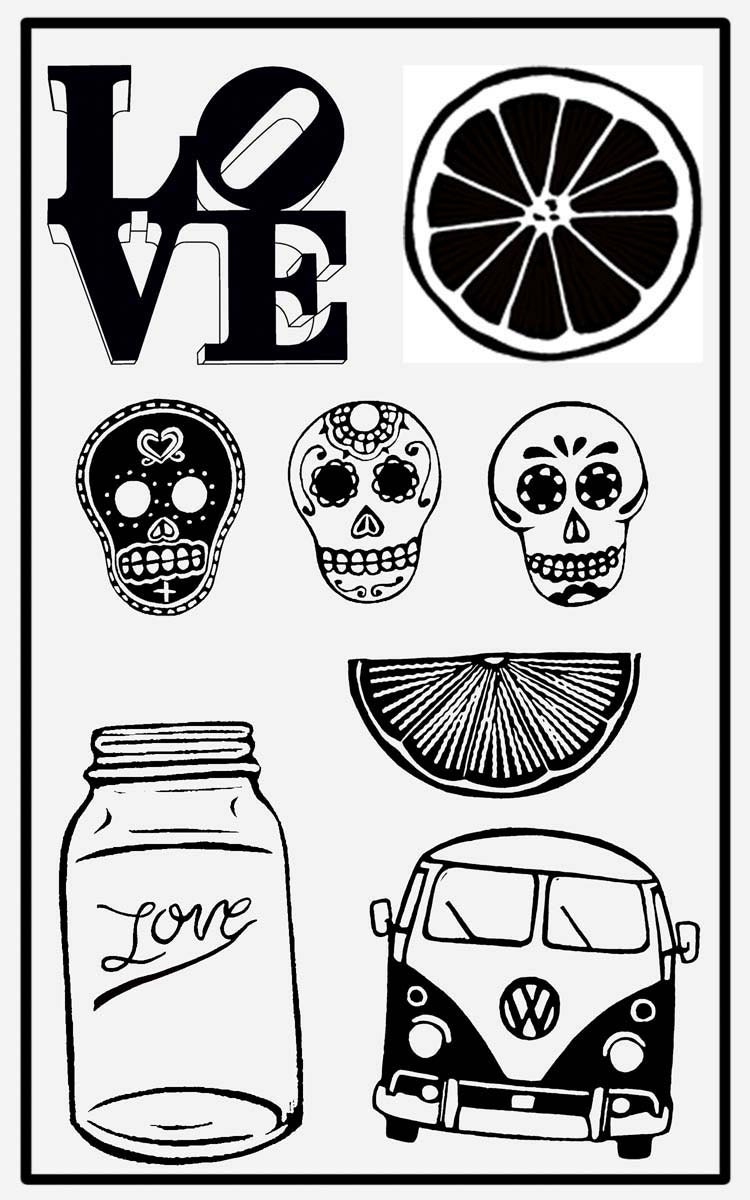 Sheet of clear polymer rubber stamps untrimmed DIY you choose stamps