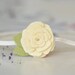 Tiny Felt Flower Headband . Sunny Smiles . Elastic Headband With Wool Blend Felt Flower In Cream