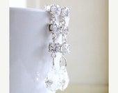 15% Off Sale Wedding Jewelry Bridal Earrings CZ  Swarovski Clear Crystal Silver Dangle Post Stud Earrings - Cynthia E13