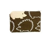 Mini Zipper Pouch / Small Zippered Pouch in Big Brown Hedgehog