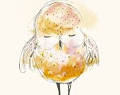 Childrens Wall Art Print -Sleepy little OWL -Poster Print- 4x6 inches