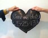 chalkboard heart photo prop for weddings. save the date. chalkboard heart pillow.