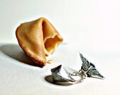 Chinese New Year Your Message in a Hammered Silver Plated Lucky Flying Fortune Cookie Lapel Pin