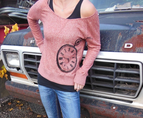 New - XS, S, M, L, XLPocket Watch Slouchy Sweatshirt in Heathered Red