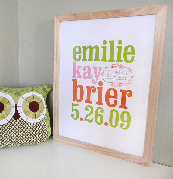 Name Print, custom baby print, birth date print, modern nursery print, wall art, decor, kids room, CUSTOM 11x14