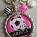 Soccer Necklace, Team Colors with Personalized Name and Number Bottle Cap Necklace  - Club, All Star, Team Party