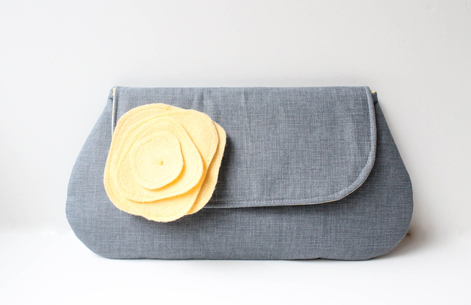Clutch Purse, Grey and Yellow, Personalized Bridesmaid Clutch, Wedding Clutch, Choose Colors, Purple, Coral, Aqua