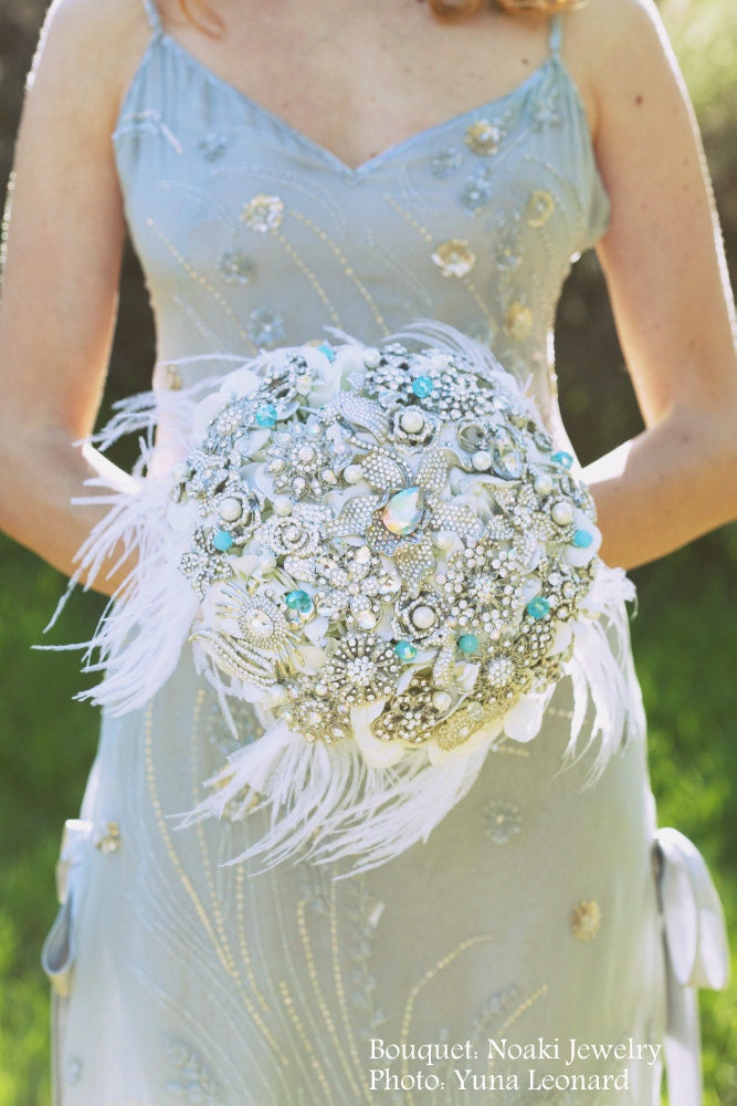 Tiffany crystal brooch bouquet -- deposit on a made to order bridal wedding bouquet