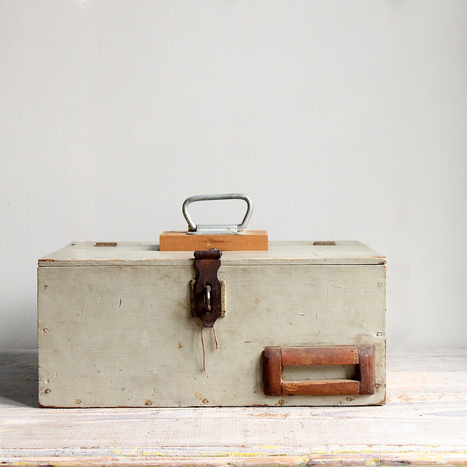 Vintage Handmade Wooden Tool Box / For Him, Storage, Jewelry Box