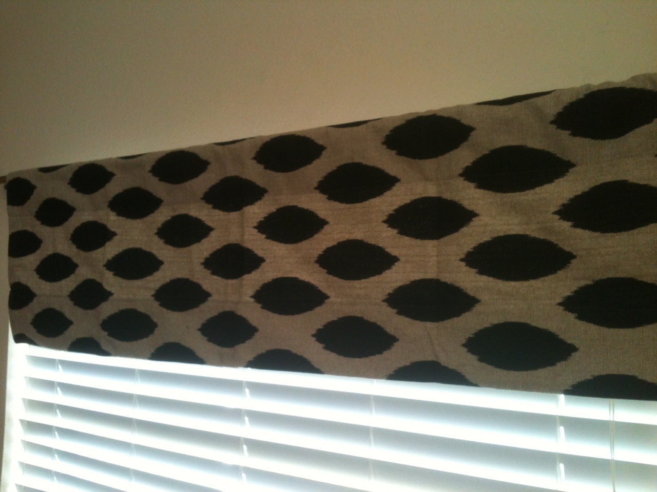 Black and Linen Ikat Lined Valance- Ready to ship