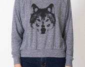 Wolf Child women's tri-blend grey raglan AA pullover