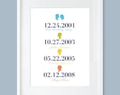 Important Dates Subway Art, Personalized Wedding Anniversary Gift, 8x10 inch Unframed Print, Gift for Parents, Parents Anniversary Gift