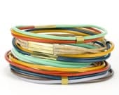 Colorful Leather Bangles - multi-colored