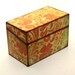 Recipe Box Shabby Orange and Yellow Flourish READY TO SHIP Fits 4x6 Cards