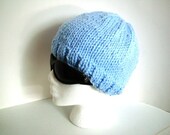 Soft and Cozy Hand Knit Hat in Lovely Light Blue Yarn - Buy as a Gift or For Yourself