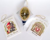 Vintage Christmas Ornaments Set of 3 Two Books and One Paper Ornament