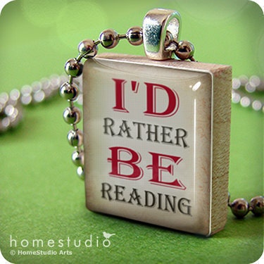 Scrabble Necklace Charm : RATHER READ, Scrabble Tile Jewelry, Scrabble Pendant Game Tile. Necklace chain sold separately