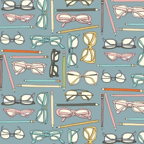 Type Glasses Blue - 1/2 Yard