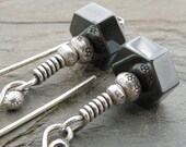 Gray Earrings, Hematite, Gemstone, Grey, Sterling Silver, Wire Wrapped