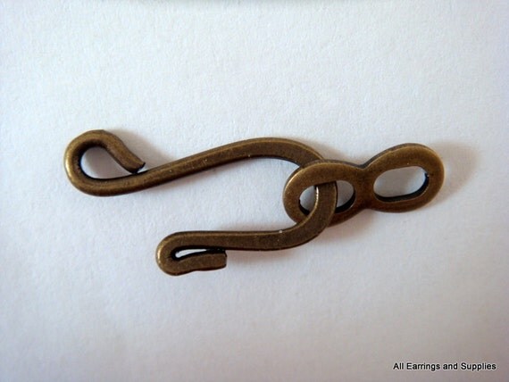 10 Antique Bronze Hook and Eye Clasp by allearringsandsuppli