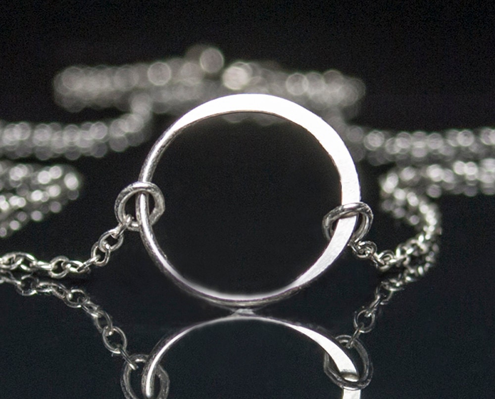 Eternity Necklace Silver Circle Necklace Karma Necklace Halo Necklace Sterling Silver