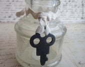 Old Vintage Antique Ink Bottle with Skeleton key