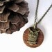 Owl Necklace Wood Brass Charm Mesquite Wooden Pendant Natural Eco Friendly Jewelry by Hendywood