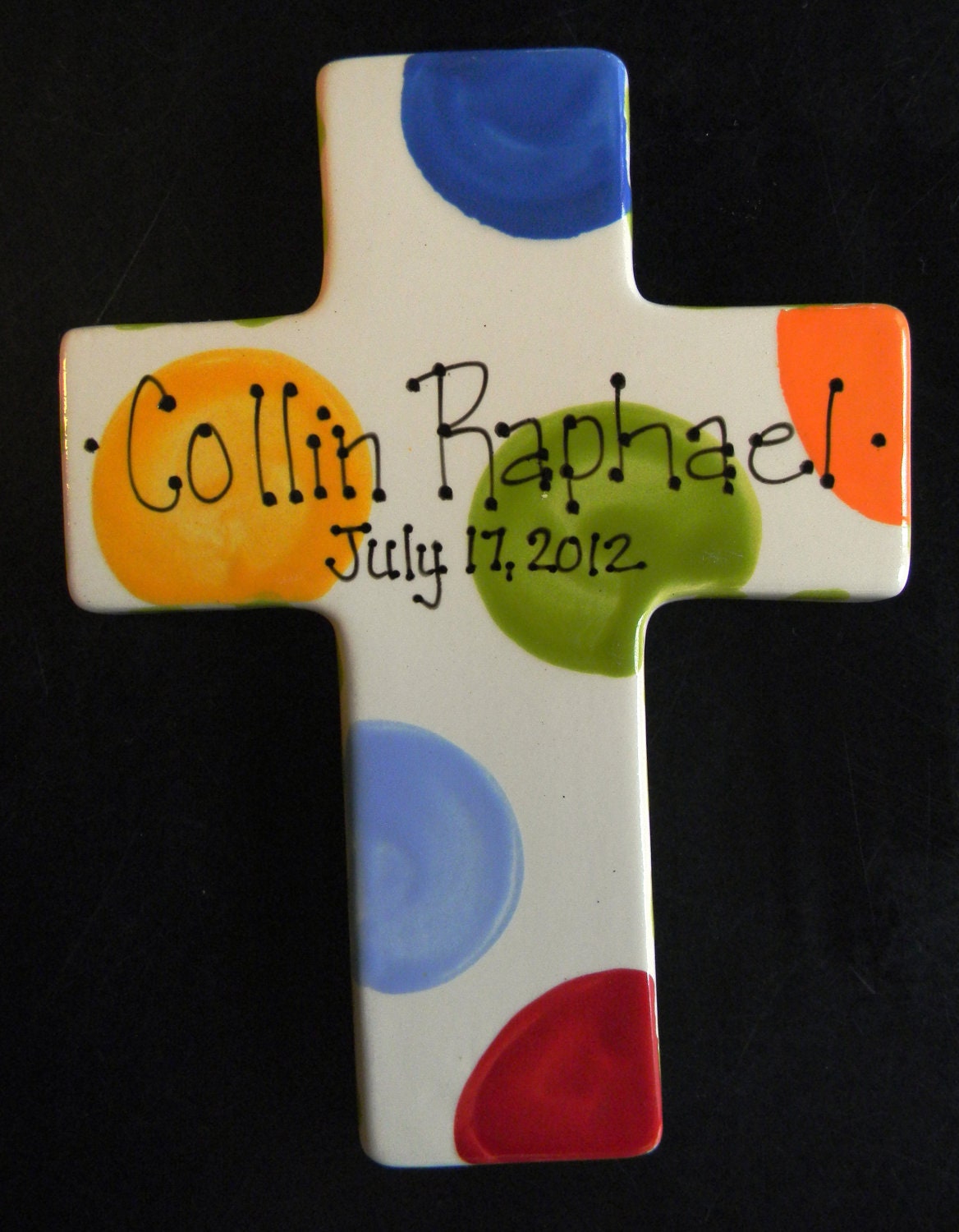 Children's Hand Painted Ceramic Cross - Great Baptism, Christening or Shower Gift