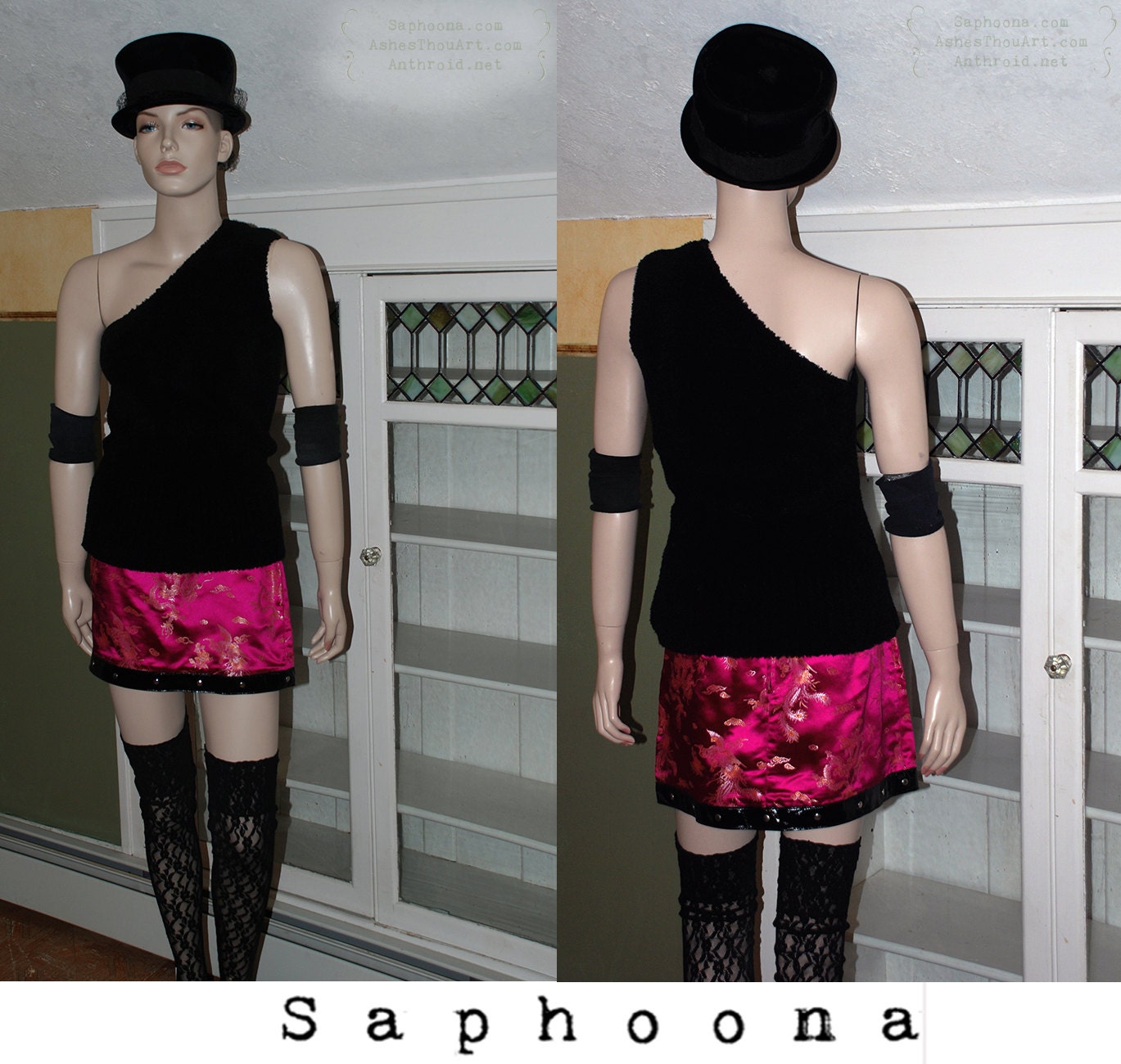 Vintage 90s Lip Service Hollywood Geisha Asian inspired bondage mini skirt New With Tags punk gothic alternative INC US SHIPPING