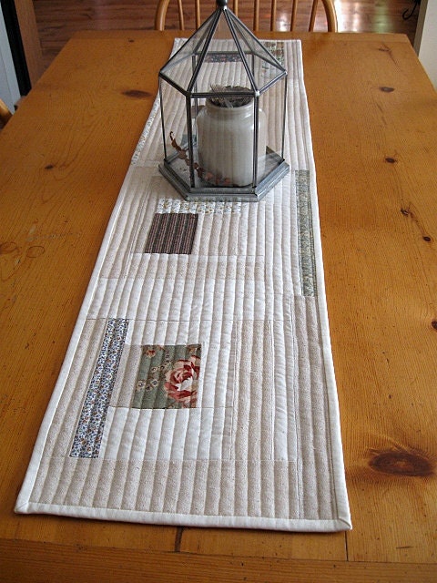 table runner - muslin - onasburg - scrappy - 11.5" x 46" - ready to ship