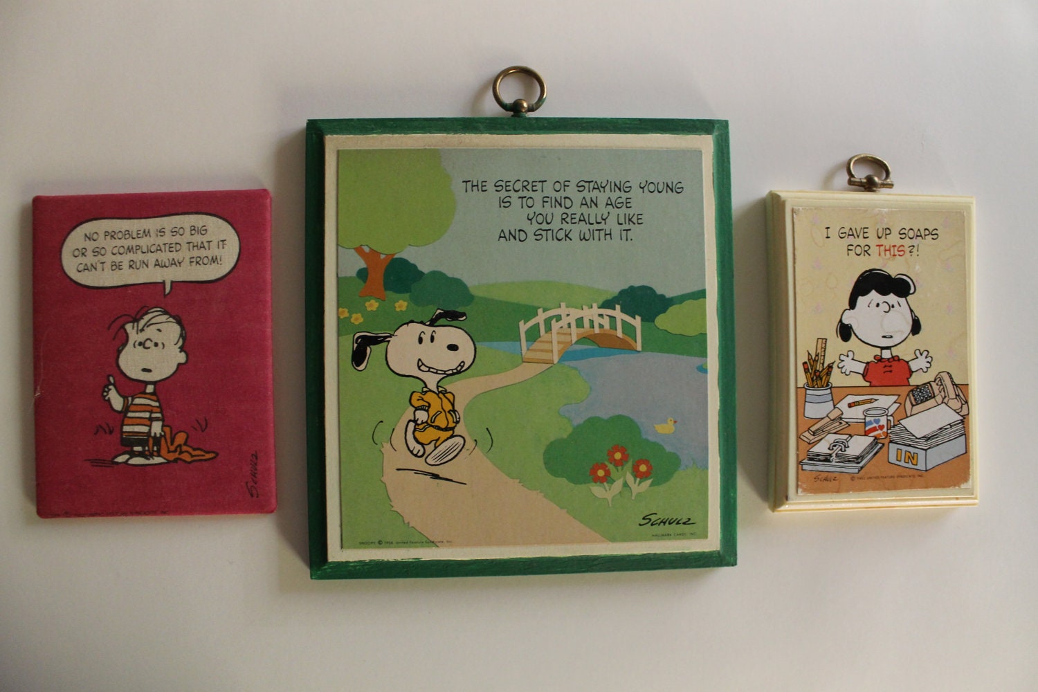 Vintage Peanuts Snoopy Lucy and Linus Wall Plaques