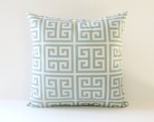 Greek Key Pillow Cover Blue Decorative Couch Pillow 16x16