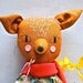 Rag doll cloth art doll linen embroidered face Molly Dolly, Felicity Fox