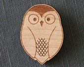 Barn Owl Pin -  stocking stuffer wood brooch