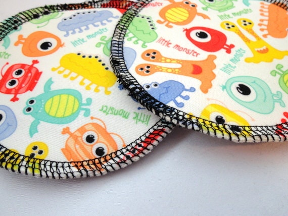 Waterproof Organic Cotton Flannel Nursing Pads - Little Monsters