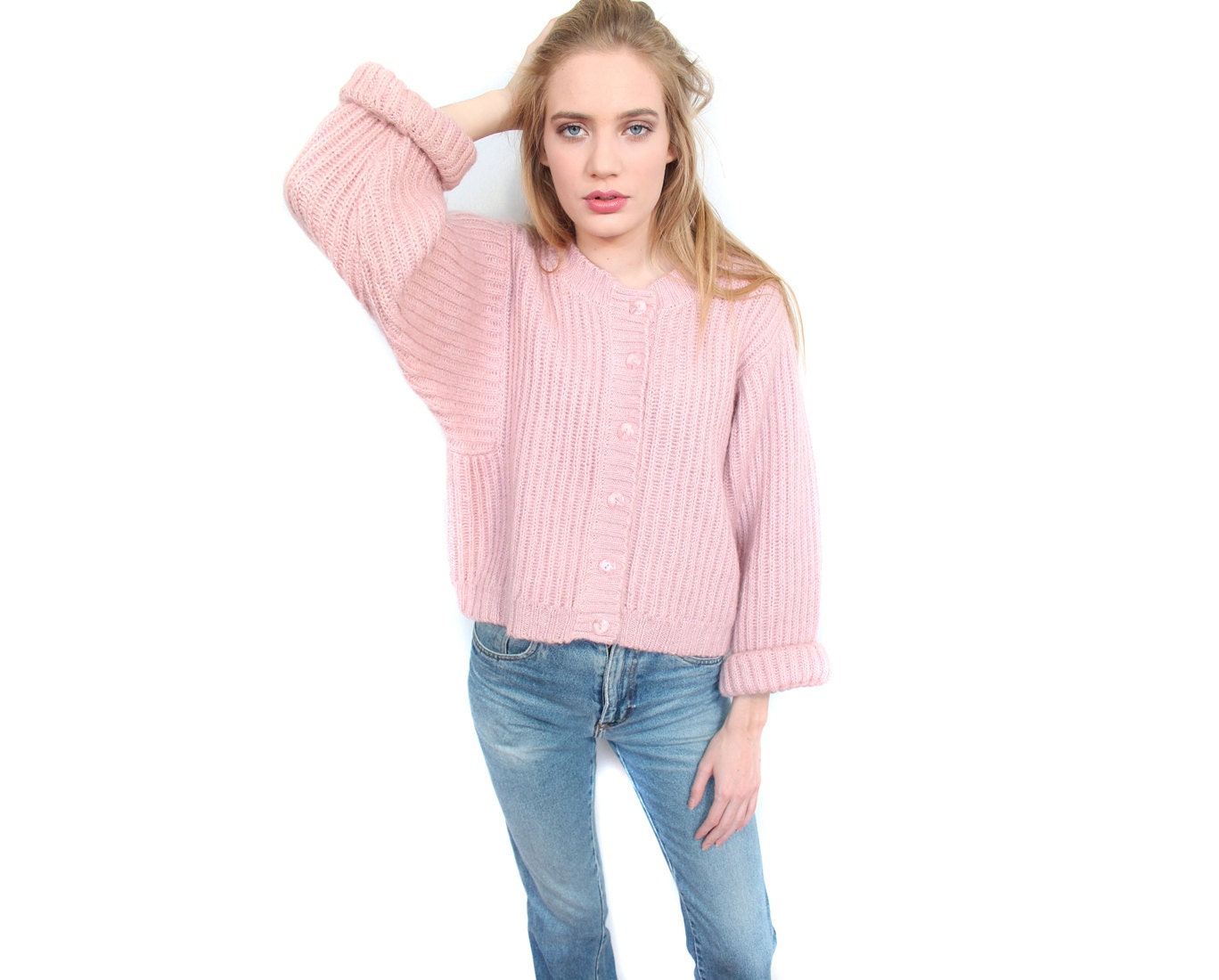 Vintage cardigan LL Bean sweater 1980s Small / Medium