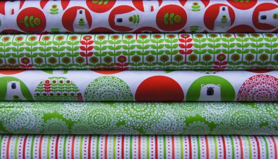Brrr by Laurie Wisbrun, Fat Quarter Set in lime/red