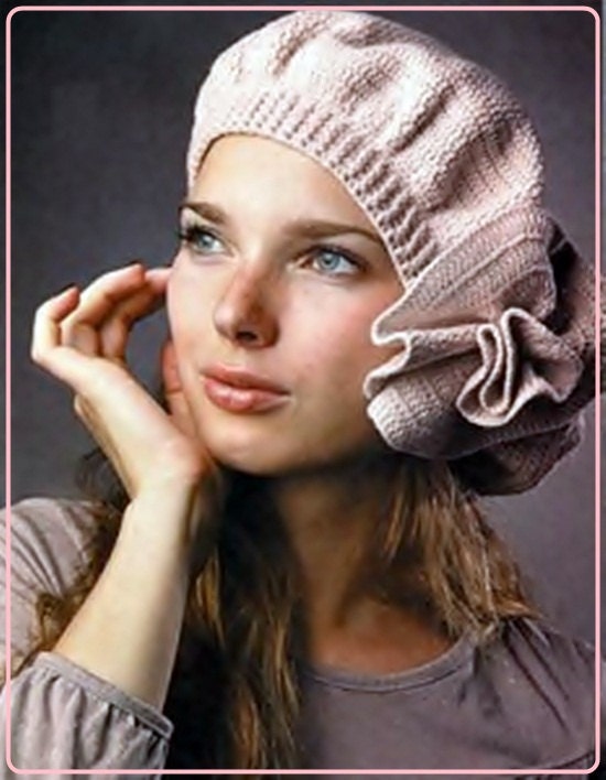 INSTANT DOWNLOAD Lovely fine yarn Crochet Beret, Hat, Slouchy Hat with a large Deco flower. Crochet PATTERN