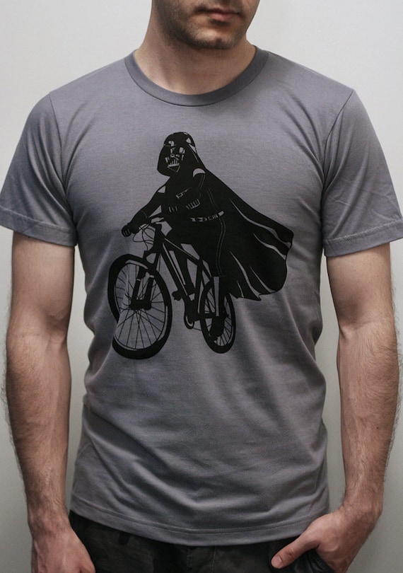 Darth Vader is Riding It - Mens t shirt / Unisex t shirt printed with ECO ink (Star Wars  Darth Vader bike t shirt)
